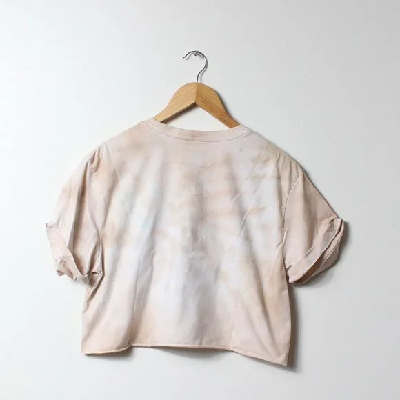 Aaliyah Shirt Womens Medium White Custom Dyed Crop Top - Picture 3 of 4